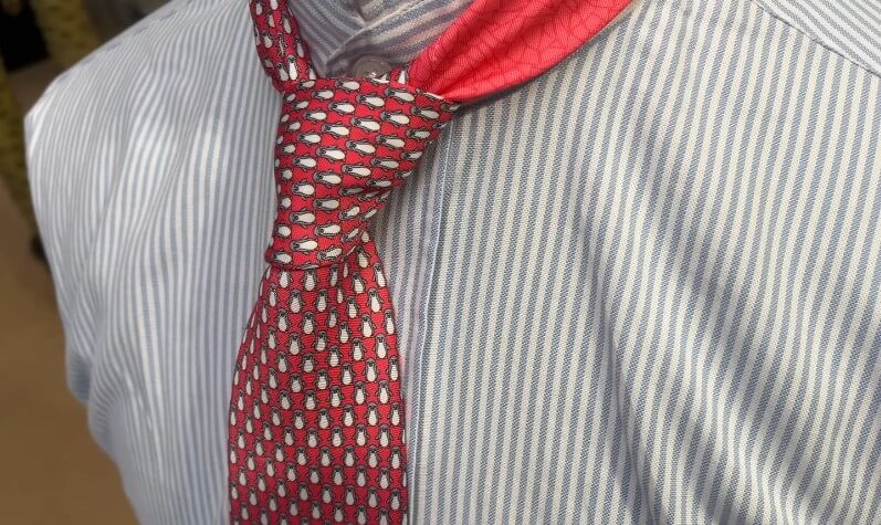 Close-up of a patterned tie