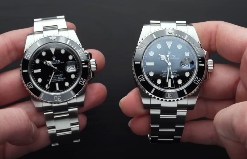 Two Rolex Submariner watches, side-by-side, showcasing the sleek design and precision of the timepieces