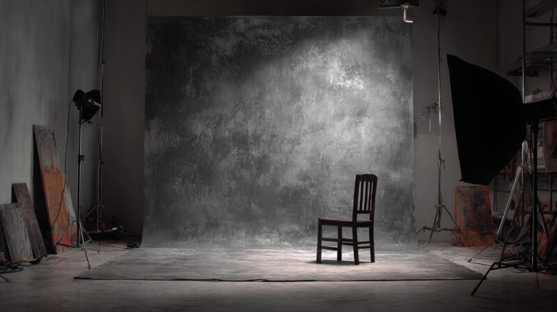 Photo Studio With Grey Backdrop